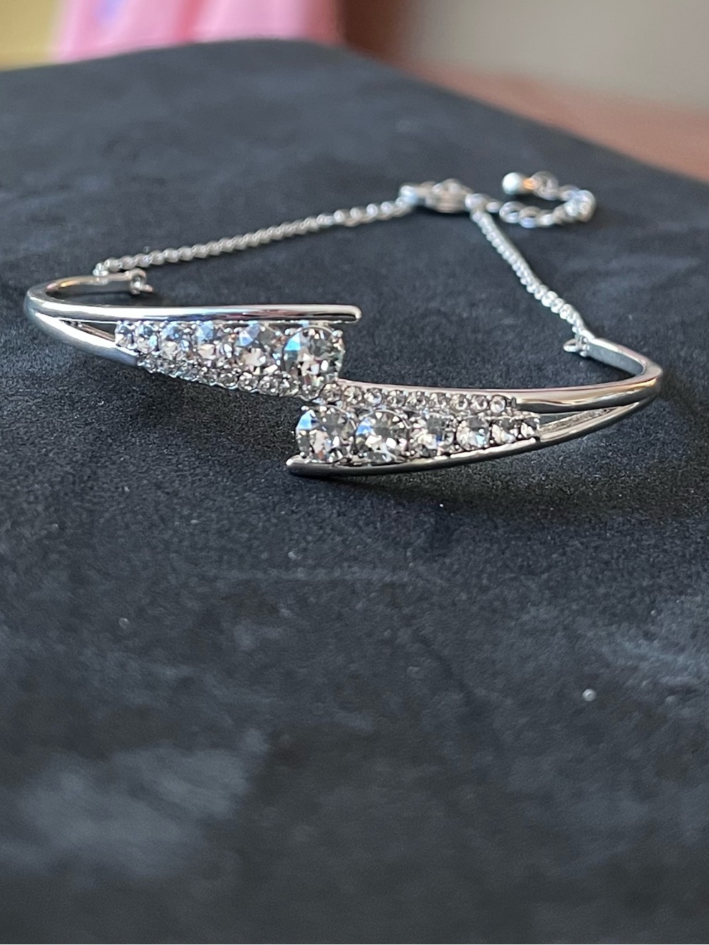 Elegant Silver-Tone Crystal Bracelet - Sparkling Pavé Accent